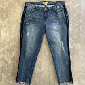 Democracy "Flex-ellent" Tuxedo Stripe Raw Step Ankle Hem Jeans Size 16W